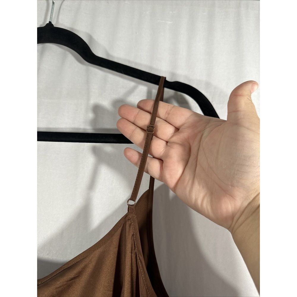 NWT $199 All Saints‎ [ 10 US ] Hadley Cowl Neck Midi Slip Dress Warm Brown - Picture 15 of 16